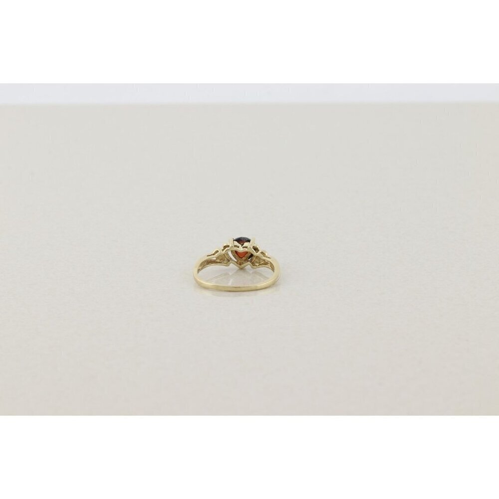 10k Yellow Gold Natural Garnet & Diamond Ring Size 7 1/4 - Picture 7 of 8
